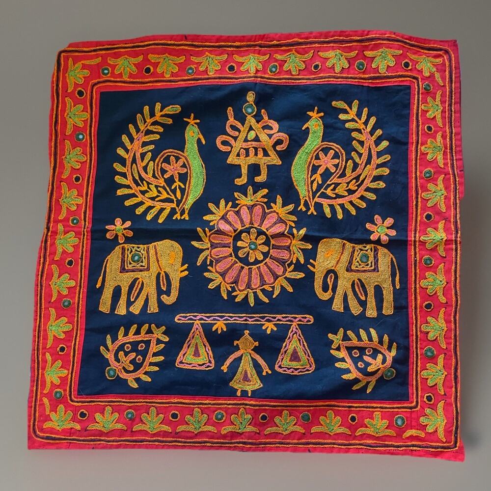 Vintage Wall Piece Kutch Banjara Tribal Embroidery Wall Hanging Tapestry 23” X23